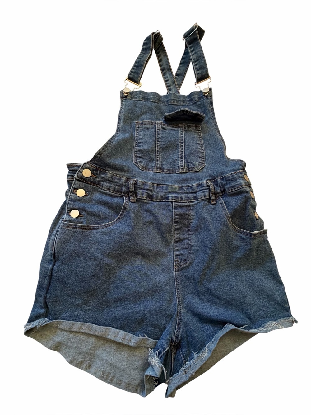 SHEIN Curve Plus Size Denim Stretch Short Overalls-Size 1XL